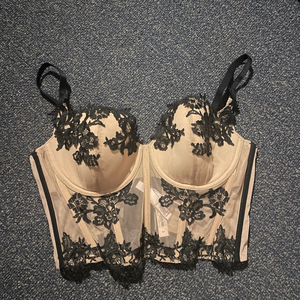 Corset top, nude top, size 36D Victoria Secret